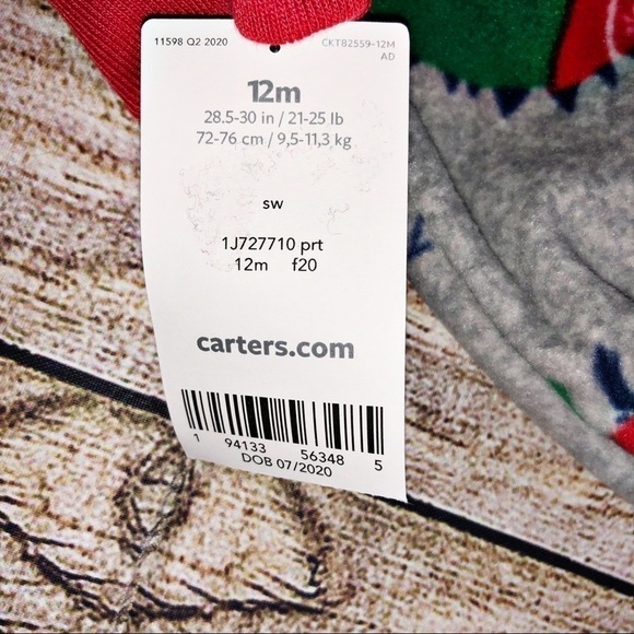 NWT Carters Christmas Dinosaurs footed Pajamas Size 12 months - Picture 4 of 5